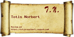 Totis Norbert névjegykártya